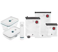 ZWILLING Fresh & Save Set Starter Sottovuoto per Alimenti 8 Pezzi, Blu | Pompa, Contenitore in Vetro, Lunch Box in Plastica, Sacchetti Sottovuoto