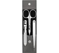 ZWILLING Maniküre-Set (3 teilig, Pediküreset für Nagelpflege und Nagelhautpflege, Leder, mit Nagelschere), Edelstahl Poliert, Anthrazit