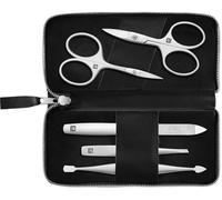 ZWILLING Set de manicura y pedicura 5 piezas, tijeras para uñas y lima de uñas, estuche de cuero de manzana vegano, negro