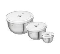 ZWILLING Fresh & Save BOWLS Set di ciotole sottovuoto S/M/L / 6-pz., acciaio inox, bianco-acciaio
