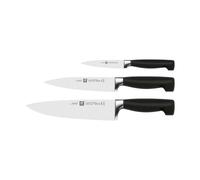 ZWILLING Set di coltelli, 3 Pezzi, Spelucchino, Coltello per Carne, Coltello da Chef, Acciaio Inox Speciale/Impugnature in plastica, Four Stars