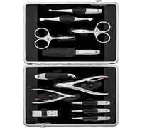 ZWILLING Set manicure, 12 pezzi, set completo per la cura delle unghie e la pedicure, custodia in vera pelle con cerniera, premium, nero