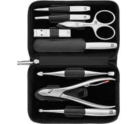 ZWILLING Set manicure, 8 pezzi, cura completa delle unghie, pedicure, formato da viaggio, custodia in vera pelle con cerniera, premium, Nero