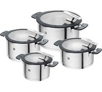 ZWILLING Simplify batteria di pentole 4 pezzi, con funzione di versamento, manici Stay-Cool, adatta all’induzione, acciaio inox, argento