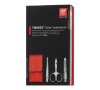 ZWILLING Set manicure, 3 pezzi, cura delle unghie e pedicure, custodia in vera pelle, precisa, con forbici per unghie combinate, premium, rosso