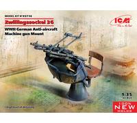 Zwillingssockel 36 Wwii German Anti-aircraft Machihe Gun Mount 1:35 Plastic Kit