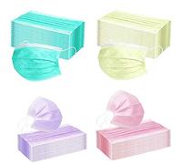 Zwinkle 200 Pcs Colorate Adulti Cotone, 3 Strati Protezione Della Bocca e Dal Naso, Professionale per Abbigliamento, verde. Giallo, viola, rosa, 50 pezzi ciascuno (200Pcs(4-colori1))