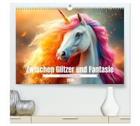 Zwischen Glitzer und Fantasie-Einhörner durchs Jahr (hochwertiger Premium Wandkalender 2026 DIN A2 quer), Kunstdruck in Hochglanz: Die magische Welt der Einhörner