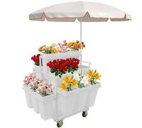 ZWJABYY Espositore per Piante in Metallo con Carrello portafiori e 18 secchi, a Forma di Scala, per Interni ed Esterni, per casa, Patio, Giardino, Negozio di Fiori, portavasi,White