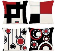 ZWJD Set di 4 Fodere per Cuscini 50x50 Copricuscini Arredo Casa Motivo Geometrico Fodere per Cuscini Decorativi in Cotone e Lino Federe per Cuscini del Divano del Divano 50x50 cm-A015