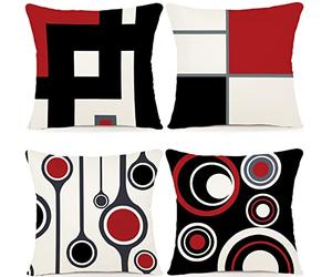 ZWJD Set di 4 Fodere per Cuscini 50x50 Copricuscini Arredo Casa Motivo Geometrico Fodere per Cuscini Decorativi in Cotone e Lino Federe per Cuscini del Divano del Divano 50x50 cm-A015