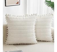 ZWJD Set of 2 beige Federe Cuscini Divano 45x45 Corduroy Sofa Cuscini per Divano Cuscini da Estern Boho Cuscini Decorativi Divano Modern for Couch Bedroom car Decor Decorative Fodere Cuscini Crema