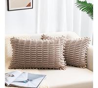 ZWJD Set of 2 Federe Cuscini Divano 30x50 Corduroy Sofa Cuscini per Divano Cuscini da Estern Boho Cuscini Decorativi Divano Modern for Couch Bedroom car Decor Decorative Fodere Cuscini Cachi