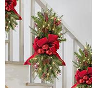 ZWMBYN Ghirlanda natalizia a goccia con luci, 41,5 cm, ghirlanda natalizia artificiale, decorazione da appendere a batteria, per scale, porte, camini, finestre