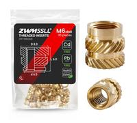 ZWMSSLL Inserti filettati termofissati M6, M6 x 6 x 8 mm (30 pezzi) per componenti di stampa 3D e parti in plastica, dadi zigrinati metrici in ottone