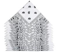 ZWOOS Bandana per Capelli, 12 Pezzi Fazzoletti da collo Paisley, Sciarpa per Uomo e Donna (Bianca)