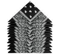 ZWOOS Bandana per Capelli, 12 Pezzi Fazzoletti da collo Paisley, Sciarpa per Uomo e Donna (Nero)