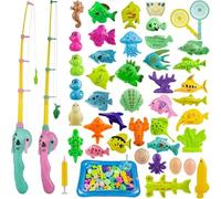 ZWOOS Gioco della Pesca, 44 Pezzi Fishing Game Magnetico Giocattolo da Bagno Canne da Pesca Giocattolo, Grande Regalo per Bambini Piccoli (B)