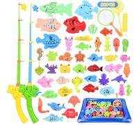 ZWOOS Gioco della Pesca, 52 pezzi Fishing Game Magnetico Giocattolo da Bagno Canne da Pesca Giocattolo, Grande Regalo per Bambini Piccoli