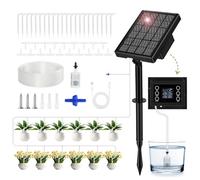 ZWOOS Irrigazione Solare, Sistema Irrigazione Automatica con Timer Automatico, Tubo 15M & 20 Gocciolatori, Ricaricabile USB-C, Impianto Irrigazione Orto per fino a 20 Piante, Balcone, Serra