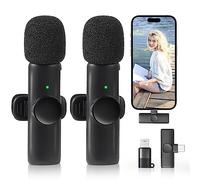 ZWOOS Microfono Lavalier wireless,Mini microfono wireless Compatibile con Type C/iPhone ipad,Microfono per telefono cellulare per la registrazione video,per YouTube/Streaming/Vlog/Twitch/Facebook Live