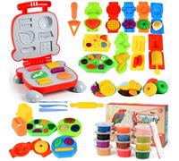 ZWOOS Plastilina per Bambini Set 40 Pezzi con Stampini per Hamburger, Accessori per Modellare Sicuri Senza Bordo Tagliente, Facile da Formare, Giocattolo Creativo Regalo per Ragazze e Ragazzi 3+ Anni