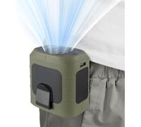 ZWOOS Ventilatore Collo Portatile Ventilatore USB sulla vita, 8000mAh Waist Fan, USB ricaricabile, 13000 RPM Ventilatore, ventola di raffreddamento da cintura per viaggi/campeggio (Verde militare)