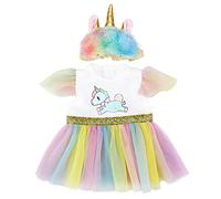 ZWOOS Vestiti per Bambole Compatibile con Nenuco, Abito Unicorno con Archetto per Bambolotti 35-43 cm