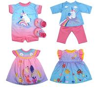 ZWOOS Vestiti per bambole da 30 a 40 cm, compatibili con JC Toys, Manhattan Toy e Plus, regali per ragazze e bambini, confezione da 4