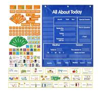 Zwpontia Calendario tascabile in classe, grande calendario tascabile in classe, programma attività di apprendimento prescolare per carte da lettere, tempo di parola per bambini, studenti, forniture
