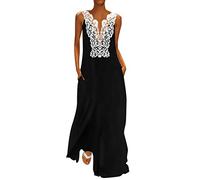 ZWQJYH Vestito da Sera da Donna, Elegante, per Matrimonio, Abito da Festa, retrò, con Scollo a V, Senza Maniche, Abito Lungo, Oversize, Maxi Abito Estivo Boho, Abito da Spiaggia, per Ragazze