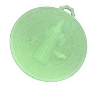 ZWTPGKRD 2 medaglie con croce Benedetto da 12,7 cm, con luce verde scuro, decorazione per la casa o l'auto, simbolo religioso