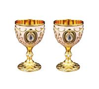 ZWTPGKRD 2Pcs Vintage Medievale Calice Bere Bicchiere Tazza di Metallo Bicchiere di Vino Forniture per il Partito per la Collezione Decorazione Della Casa Decorazione