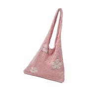 ZWTPGKRD Borsa a tracolla floreale intrecciata per le donne borsa leggera in rete traspirante borsa da spiaggia casual borsa ascellare all'aperto, rosa, As shown in the picture (error 1-874cm)