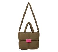 ZWTPGKRD Borsa a tracolla leggera in nylon trapuntato con imbottitura morbida verso il basso per le donne borse a tracolla alla moda di grande capacità, Marrone, As shown in the picture (error 1-17cm)