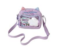 ZWTPGKRD Borsa a tracolla trasparente oversize con motivo gatti cartoni animati in nylon leggero borsa a tracolla essenziale per la scuola borsa giapponese trasparente, Viola, One Size