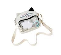 ZWTPGKRD Borsa a tracolla trasparente oversize con motivo gatti cartoni animati in nylon leggero borsa a tracolla essenziale per la scuola borsa giapponese trasparente, bianco, One Size