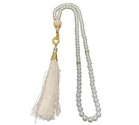 ZWTPGKRD Braccialetto con 99 perline per rosario musulmani, braccialetto religioso con perle finte e nappe, braccialetto da meditazione, Misura unica, Acrilico, Nessuna pietra preziosa