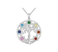 ZWTPGKRD Collana con ciondolo a forma di albero della vita, ciondolo a forma di cuore e luna, simbolico, per mamma, compleanno, Natale, catena regolabile per le donne, Misura unica, come descritto