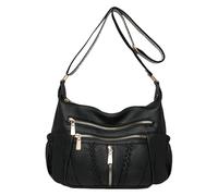 ZWTPGKRD Elegante borsa a tracolla multi tasca per le donne morbida pelle PU borsa a tracolla con ampio scomparto lei, Nero , One Size