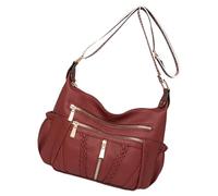 ZWTPGKRD Elegante borsa a tracolla multi tasca per le donne morbida pelle PU borsa a tracolla con ampio scomparto lei, Rosso, One Size