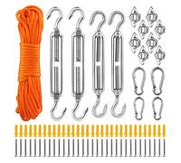 ZWTPGKRD Kit hardware per vela ombreggiante in acciaio inossidabile Set di fissaggio per tenda rettangolare da esterno 81 pezzi per tettuccio parasole Fitt accessori di fissaggio per tettuccio