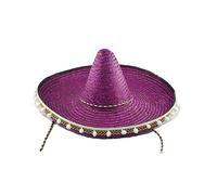 ZWTPGKRD Mexicanos Sombrero Cappello di paglia fatto a mano, stile hawaiano, cappello di paglia con pompon bianchi