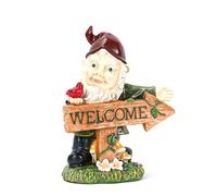 ZWTPGKRD Ornamento impermeabile non sbiadisce cortile patio segno di benvenuto resina statua nana vicini statue da giardino all'aperto sculture interne figurine nano resina legno anti sbiadimento