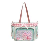 ZWTPGKRD Oversize Clear PU Borsa Senza Casa Per Cartoon Ammiratori Pendolari Clienti Permanente Semplice Neat Flessibile Cartoon Merch Display Bag, Verde, One Size