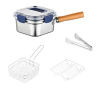ZWTPGKRD Pentole in acciaio inossidabile Cestello rimovibile per cucinare in modo sicuro, coperchio anti schizzi, facile da pulire, utensile da cucina, padella antiruggine