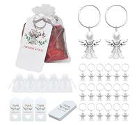 ZWTPGKRD Portachiavi a forma di angelo con etichette di ringraziamento, sacchetti di caramelle per baby shower, decorazione per feste di nozze, accessori fotografici, sacchetti in organza bianchi