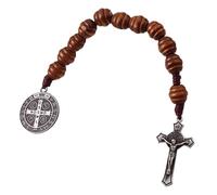 ZWTPGKRD Rosario tascabile portatile con crocifisso e simbolo di Benedetto, unisex, perline da preghiera, accessori da polso, regalo religioso, rosario in lega, Misura unica, come descritto, come