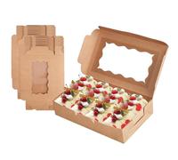 ZWTPGKRD Scatole da dessert in cartone marrone 20pcs con finestra di visualizzazione e nastro adatte per l'imballaggio di piccole imprese di organizzazione di torte e pasticcini