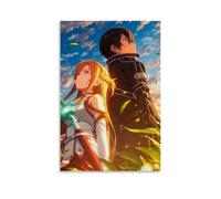 ZWWHUG Sword Art Online, Stampa artistica da parete su tela estetica per camera da letto, decorazione artistica da parete per soggiorno e camera da letto, senza cornice, stile 50 x 75 cm